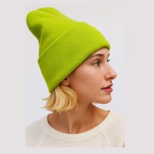 URBAN OUTFITTERS Jessie Essential Ribbed Beanie Lime Green Women's One Size
